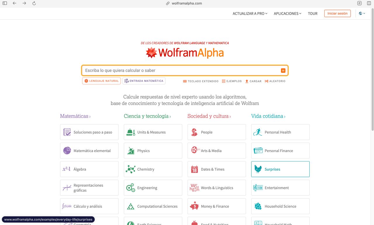Photo of the website platform wolfram alpha